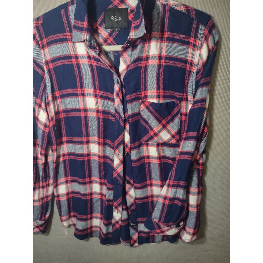 Rails‎ Women's Long Sleeve Plaid Button Down Flannel Shirt SZ XS Blue Pink White - Picture 5 of 5